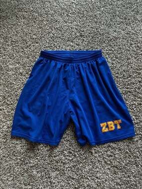 Teamwork Athletic Apparel ZBT Greek Fraternity Mesh Basketball Shorts Blue/Gold